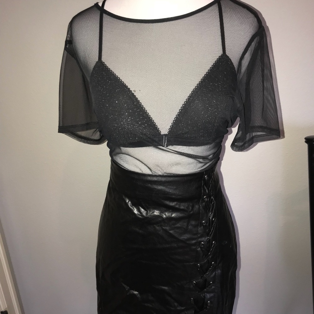 Leather skirt NOT Bra and tank